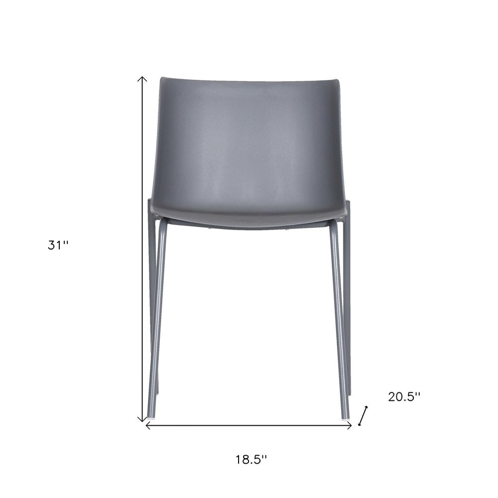 Set of Two Gray Steel and Heavy Duty Plastic Dining Side Chairs