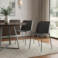 Set of Two Gray Steel and Heavy Duty Plastic Dining Side Chairs