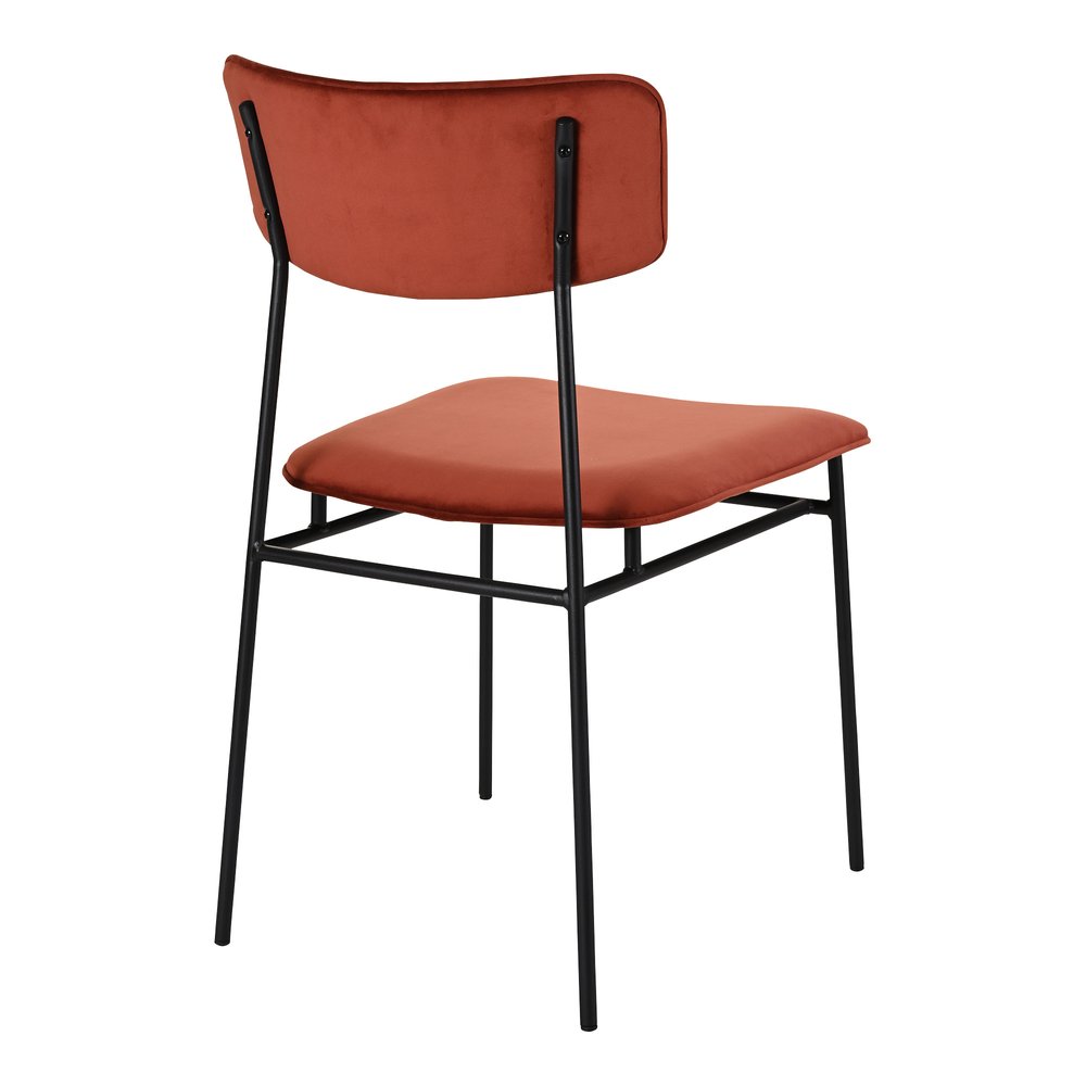 Set of Two Amber and Black Fabric Open Back Dining Side Chairs