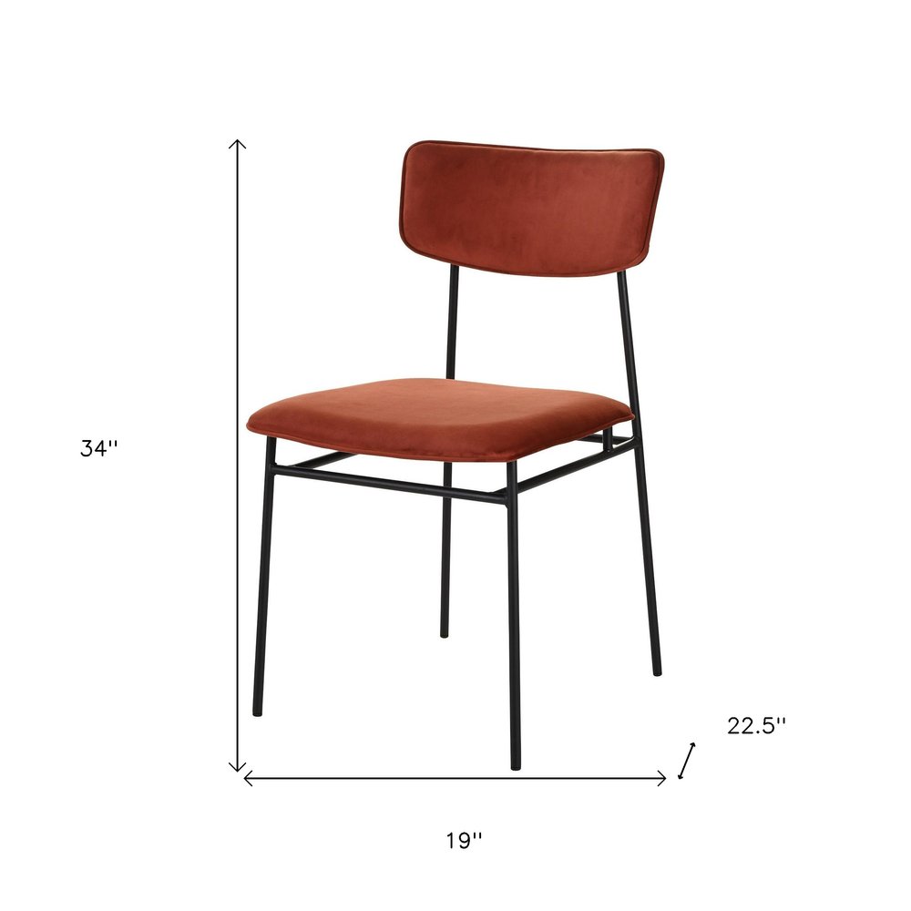 Set of Two Amber and Black Fabric Open Back Dining Side Chairs