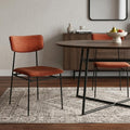 Set of Two Amber and Black Fabric Open Back Dining Side Chairs