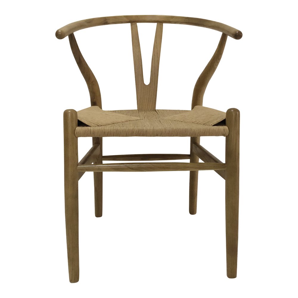 Set of Two Natural Solid Wood Wishbone Back Dining Arm Chairs