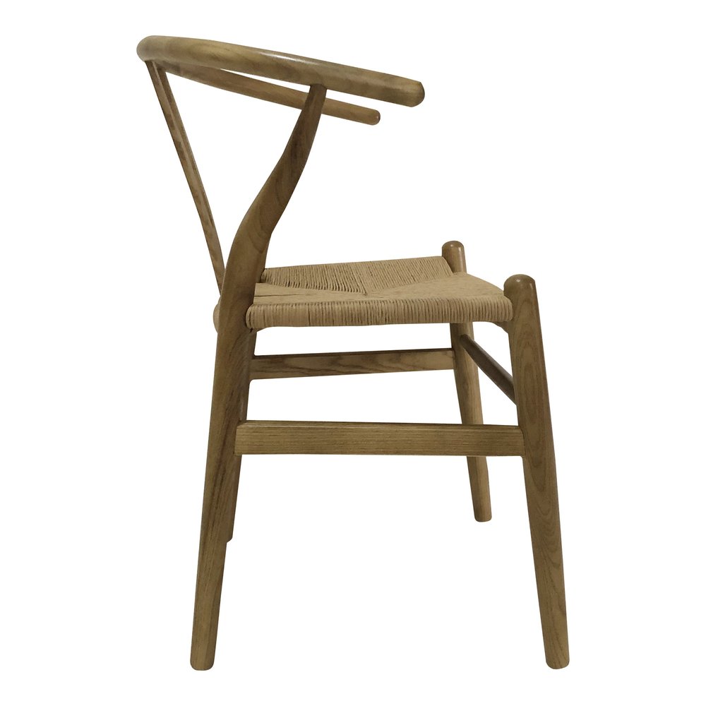 Set of Two Natural Solid Wood Wishbone Back Dining Arm Chairs