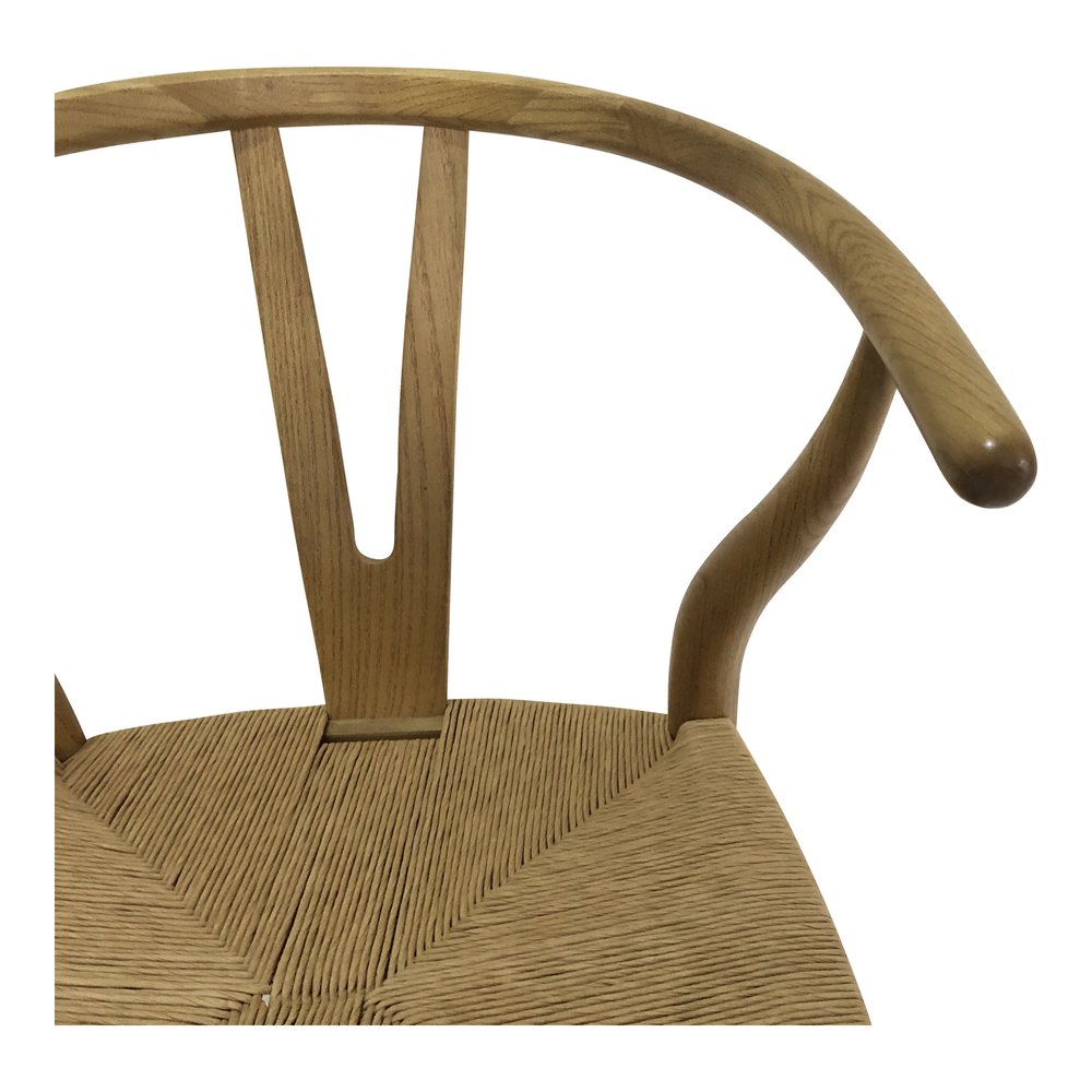 Set of Two Natural Solid Wood Wishbone Back Dining Arm Chairs