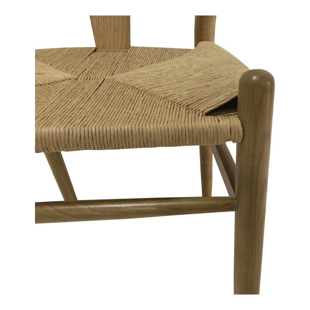 Set of Two Natural Solid Wood Wishbone Back Dining Arm Chairs
