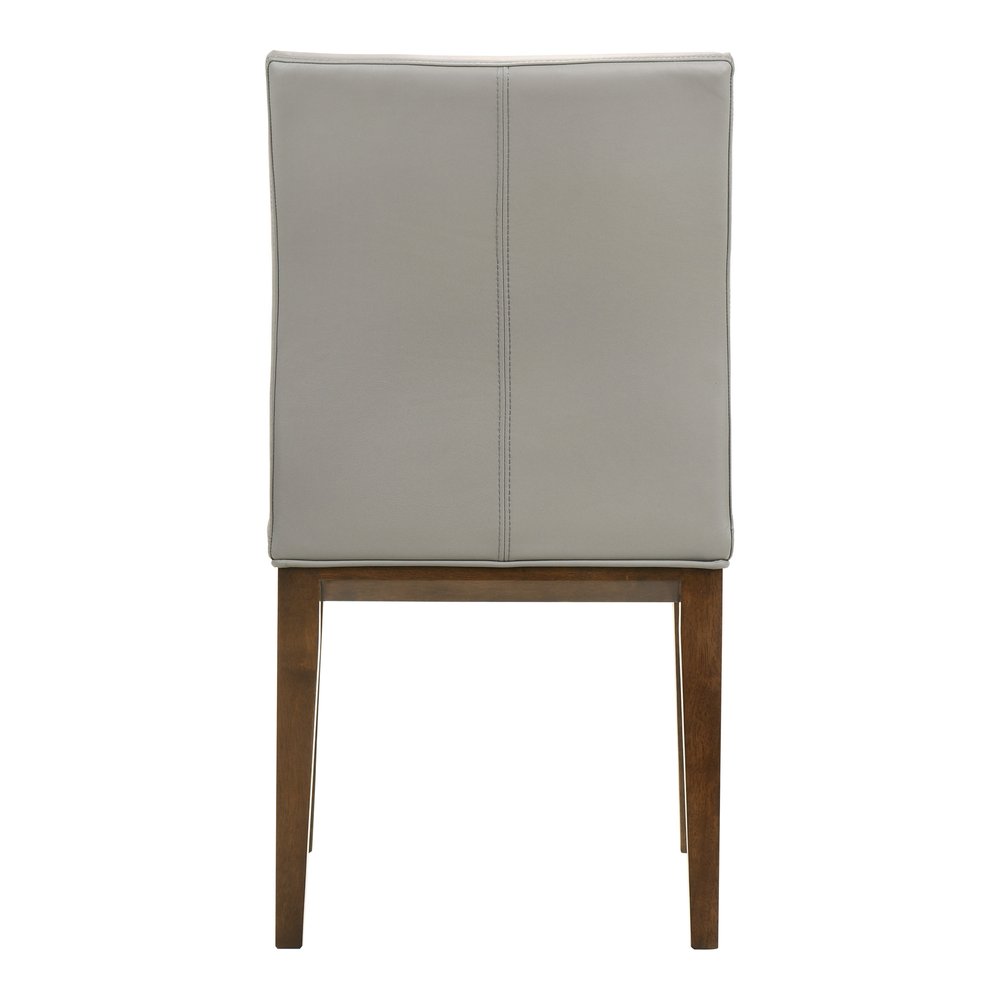Set of Two Gray and Brown Leather Dining Side Chairs