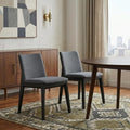 Set of Two Charcoal and Black Fabric Dining Side Chairs