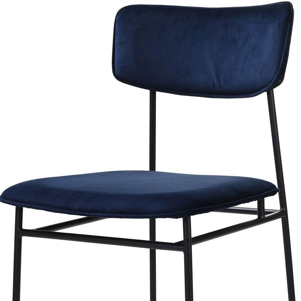 Blue and Black Velvet Open Back Dining Side Chair