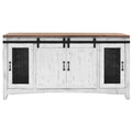 White Solid Wood Cabinet Enclosed Storage Distressed TV Stand