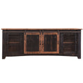 Black Solid Wood Cabinet Enclosed Storage Distressed TV Stand