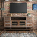 Brown Solid Wood Cabinet Enclosed Storage Distressed TV Stand