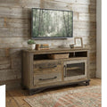 Brown Solid Wood Cabinet Enclosed Storage Distressed TV Stand