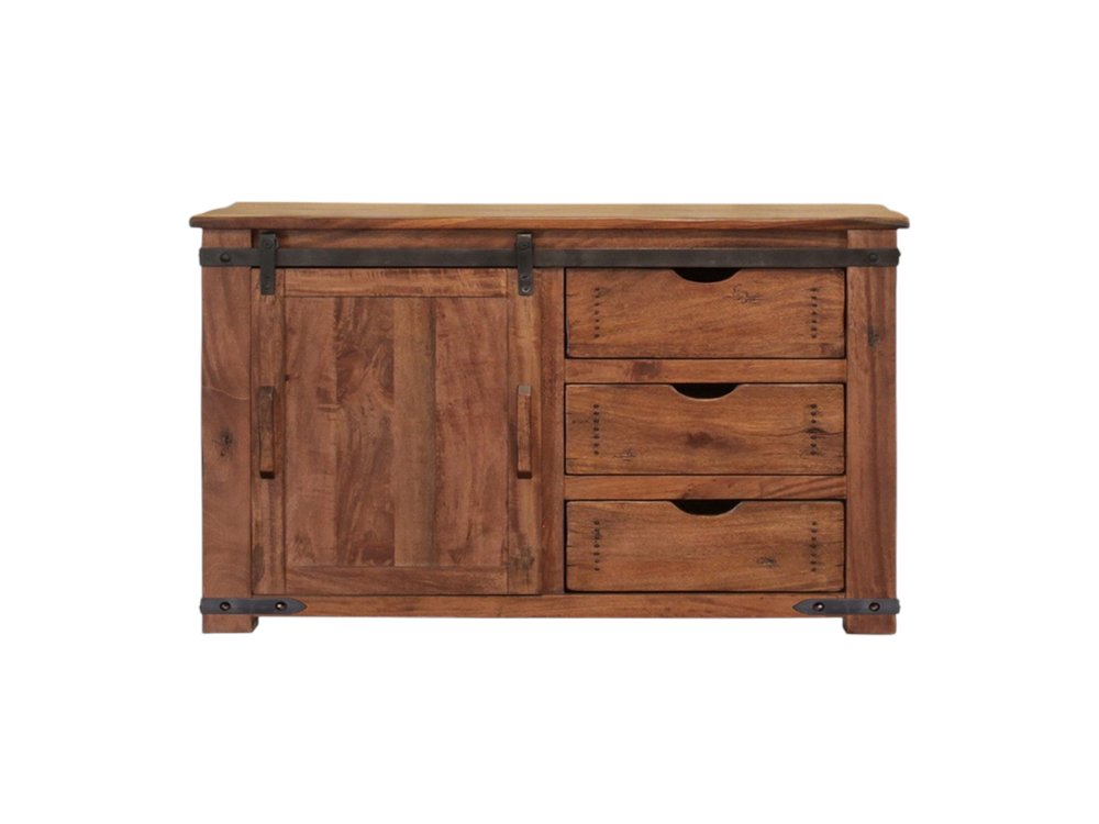 Brown Solid Wood Enclosed Storage Distressed TV Stand - 50-inch