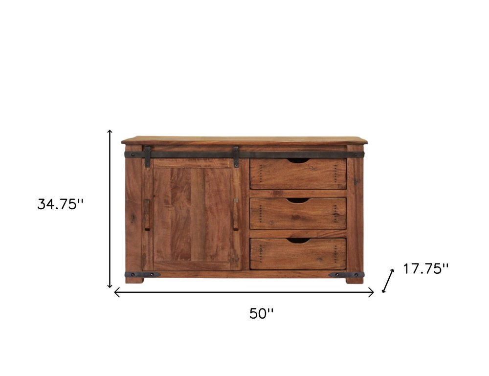 Brown Solid Wood Enclosed Storage Distressed TV Stand - 50-inch