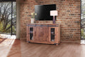 Brown Solid Wood Cabinet Enclosed Storage Distressed TV Stand - 60-inch