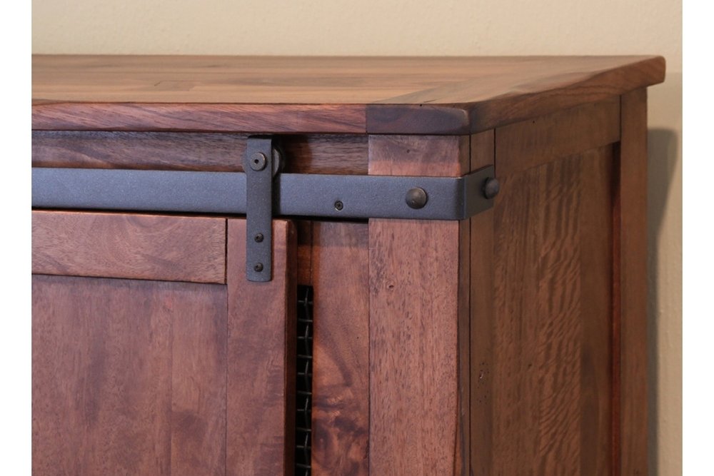 Brown Solid Wood Cabinet Enclosed Storage Distressed TV Stand - 60-inch