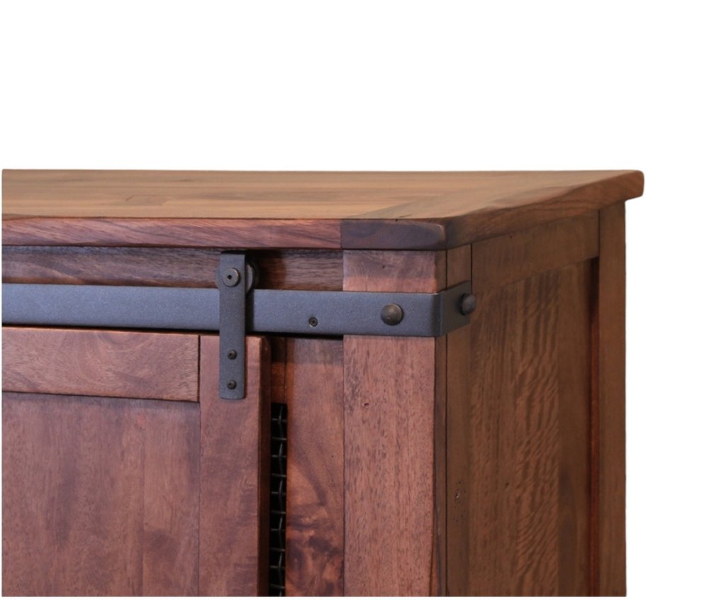 Brown Solid Wood Cabinet Enclosed Storage Distressed TV Stand