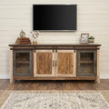 Brown Solid Wood Cabinet Enclosed Storage Distressed TV Stand