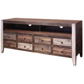 Brown Solid Wood Cabinet Enclosed Storage Distressed TV Stand
