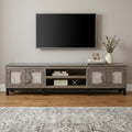 Gray Solid Wood Cabinet Enclosed Storage Distressed TV Stand - 93-inch