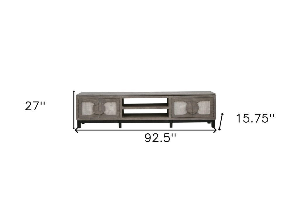 White Solid Wood Cabinet Enclosed Storage Distressed TV Stand