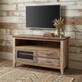 Brown Solid Wood Cabinet Enclosed Storage Distressed TV Stand