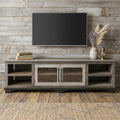 Brown Solid Wood Cabinet Enclosed Storage Distressed TV Stand