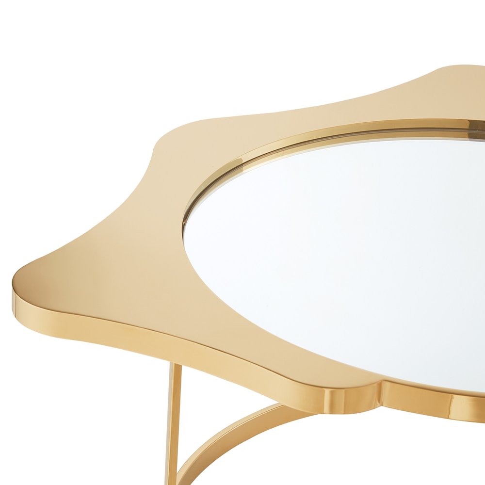 Gold Glass and Stainless Steel Round Mirrored Coffee Table - 32-inch