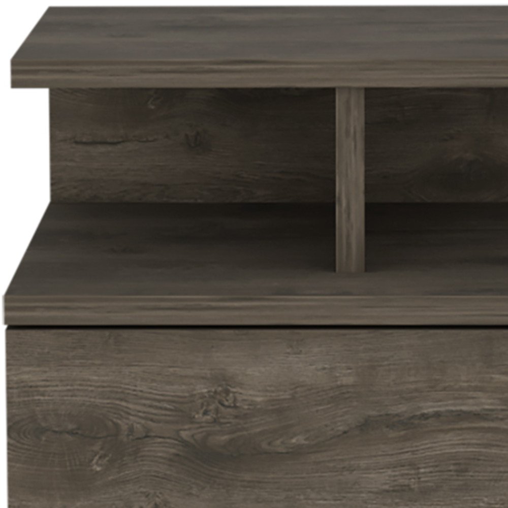 Brown Wood One Drawer Floating Nightstand - 14-inch