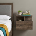 Brown Wood One Drawer Floating Nightstand - 14-inch