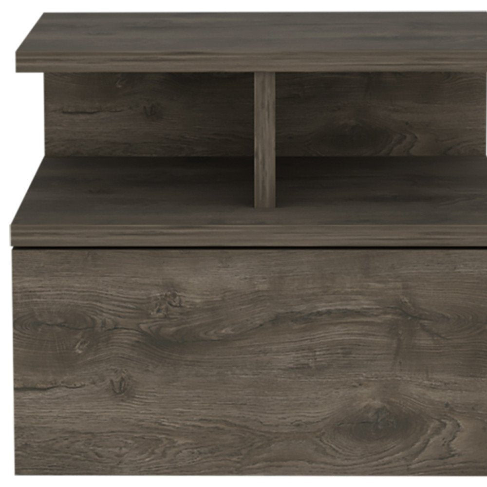 Brown Wood One Drawer Floating Nightstand - 14-inch