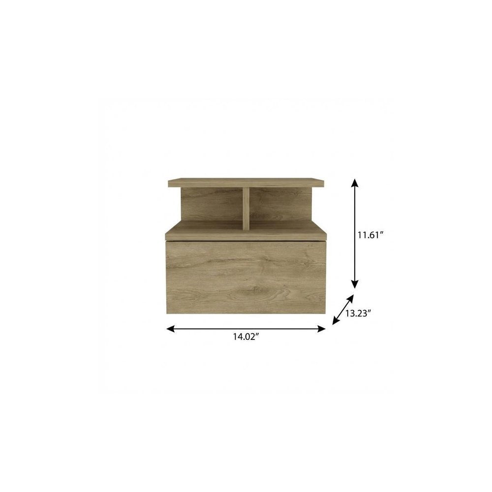 Beige Wood One Drawer Nightstand - 12-inch