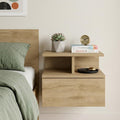 Beige Wood One Drawer Nightstand - 12-inch