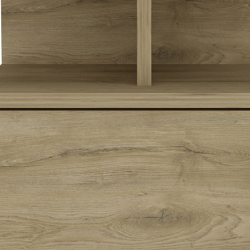Beige Wood One Drawer Nightstand - 12-inch