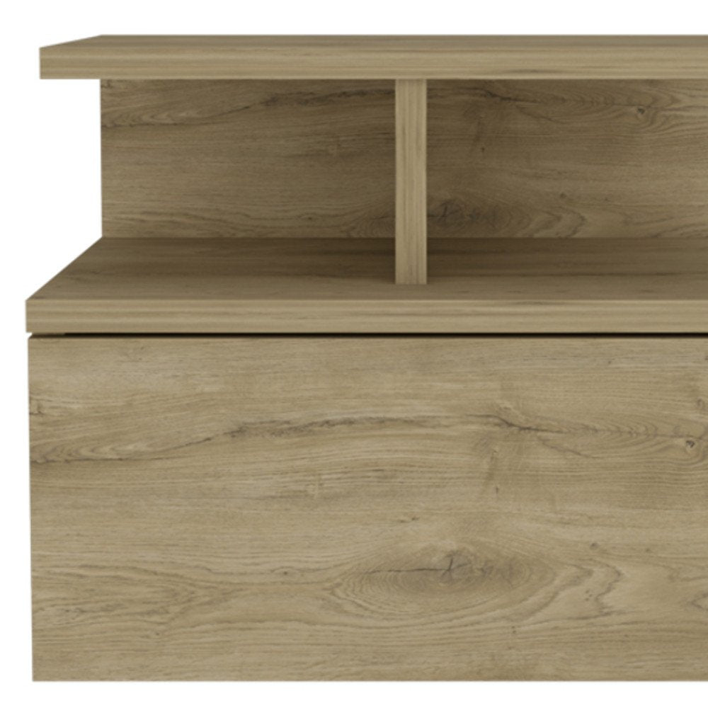 Beige Wood One Drawer Nightstand - 12-inch