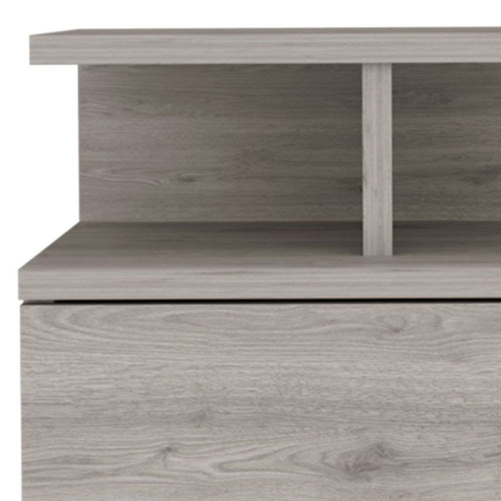Light Gray Wood One Drawer Nightstand - 12-inch