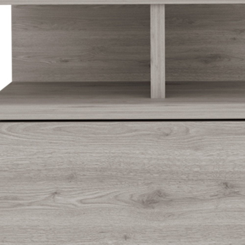 Light Gray Wood One Drawer Nightstand - 12-inch