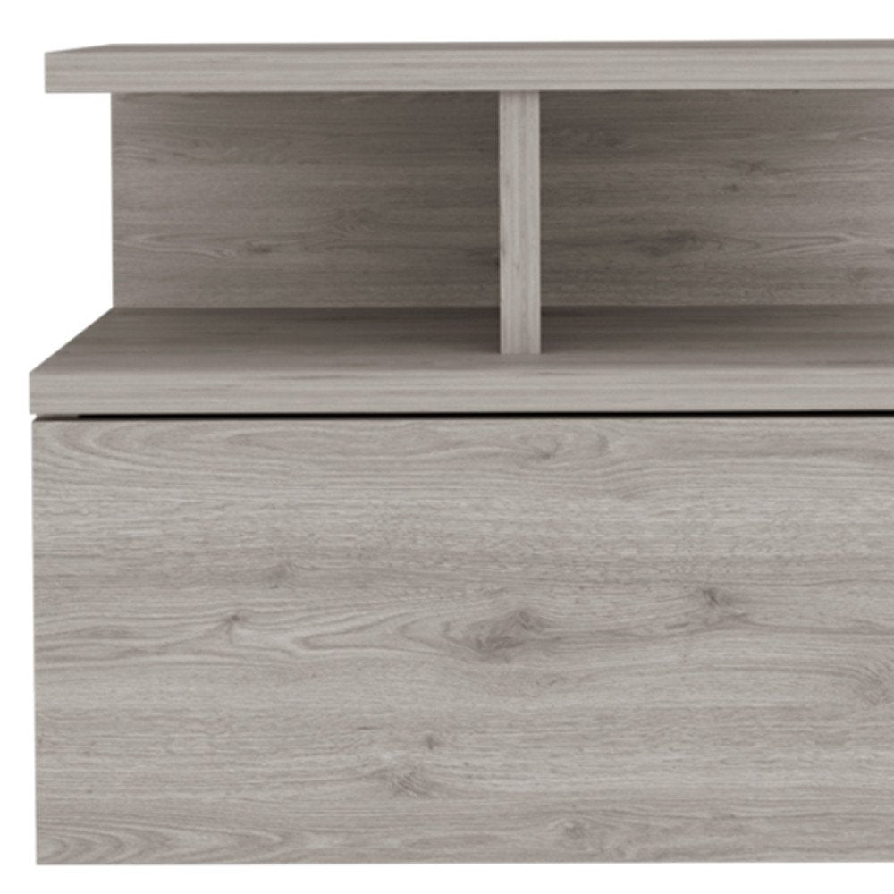 Light Gray Wood One Drawer Nightstand - 12-inch