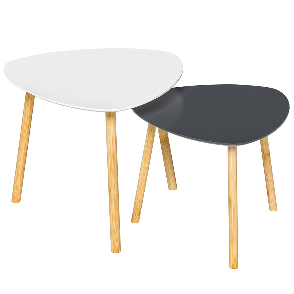 Set of Two 22 Oak and Gray and White Nested Tables