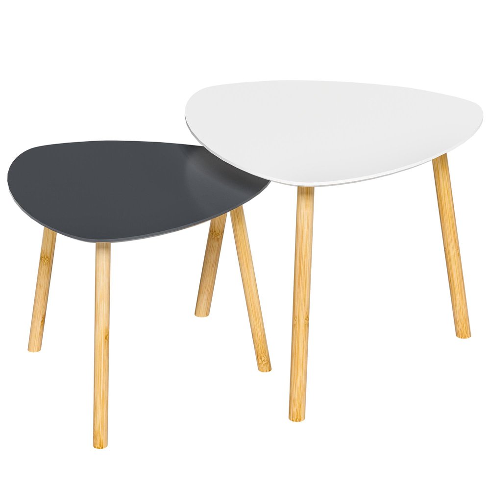 Set of Two 22 Oak and Gray and White Nested Tables