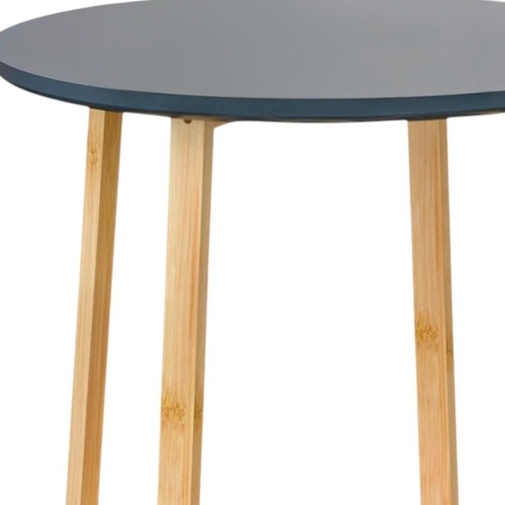 Gray and Natural Solid Wood Round Cross Legs End Table - 20-inch