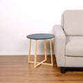 Gray and Natural Solid Wood Round Cross Legs End Table - 20-inch