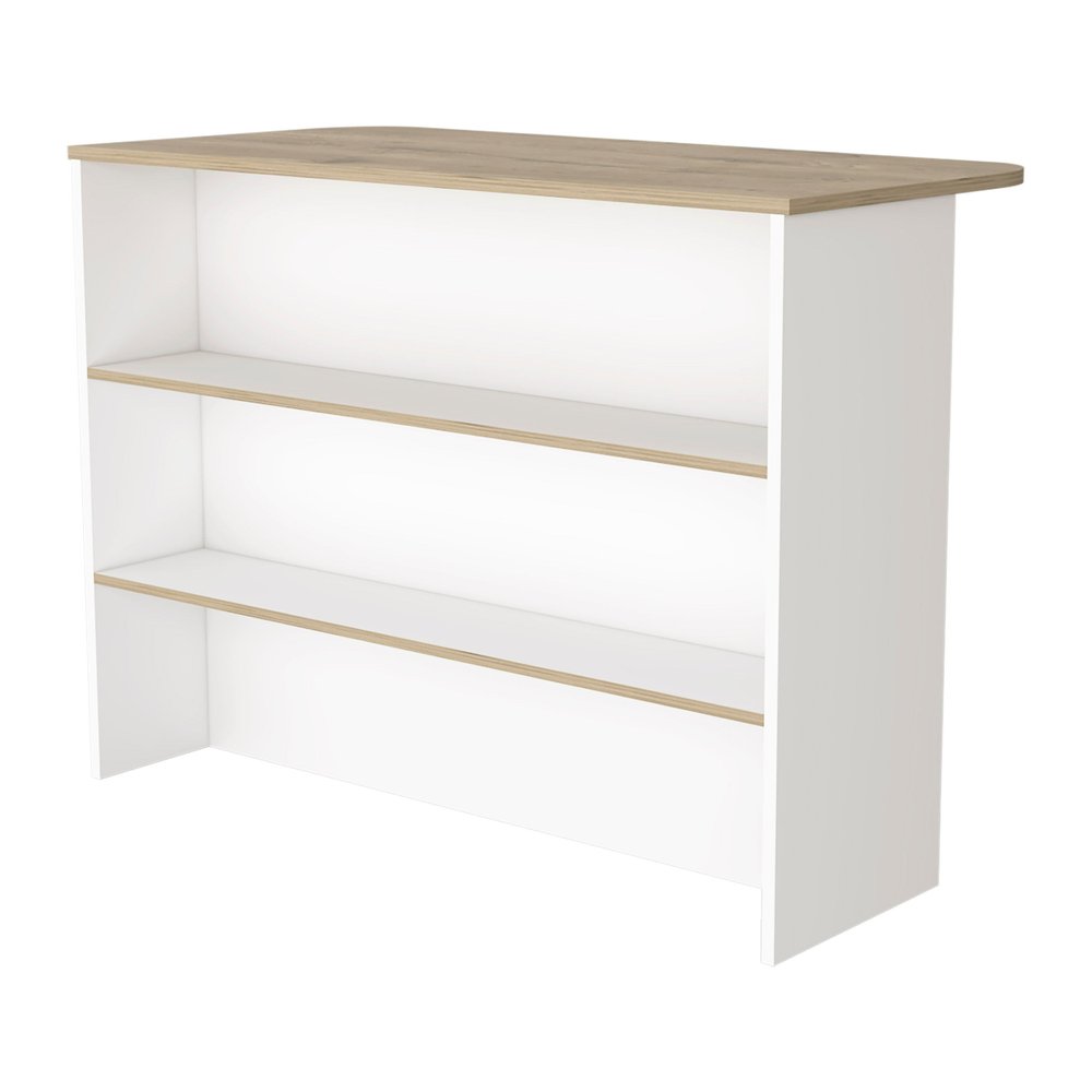 White and Natural 47 Kitchen Island with Storage