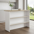 White and Natural 47 Kitchen Island with Storage