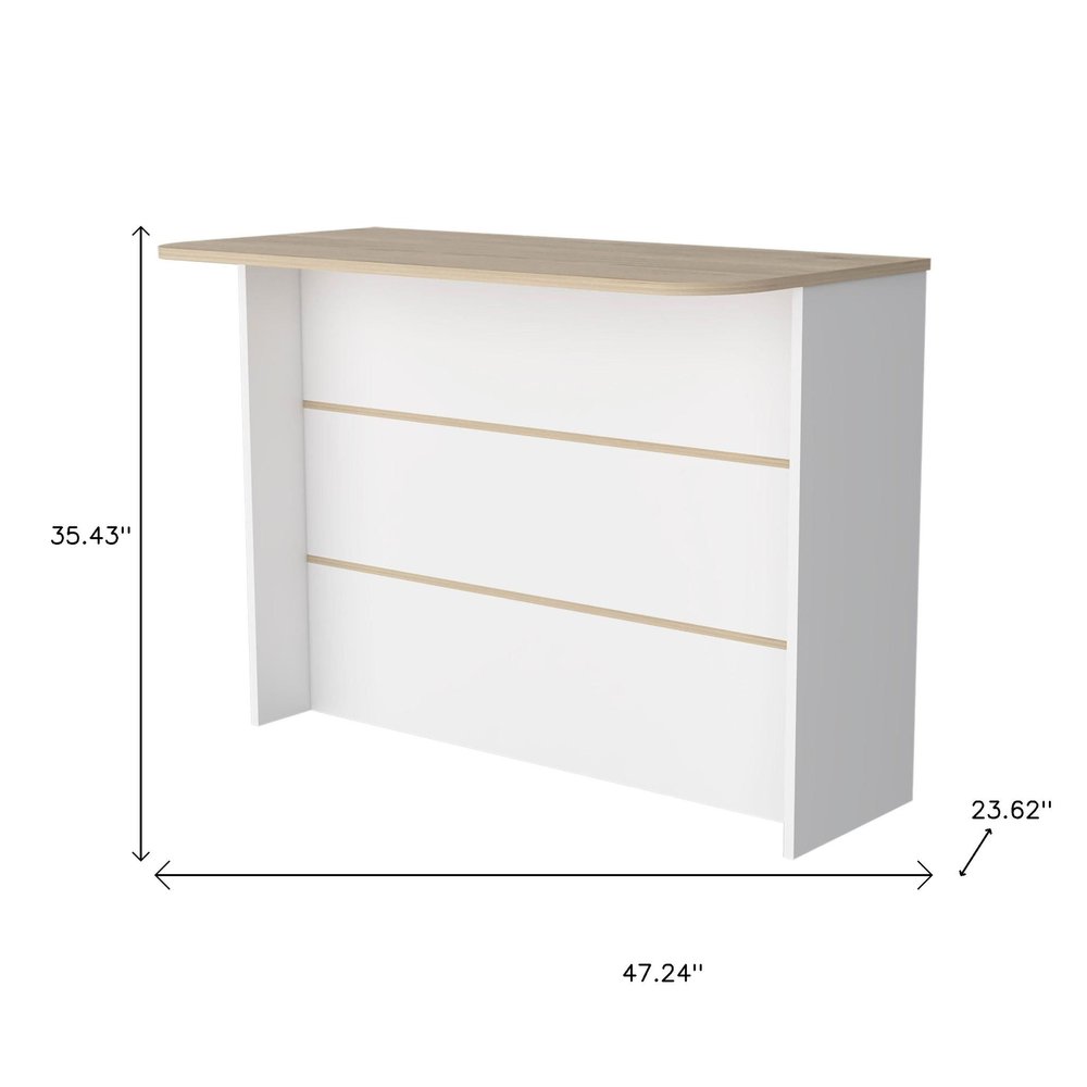 White and Natural 47 Kitchen Island with Storage