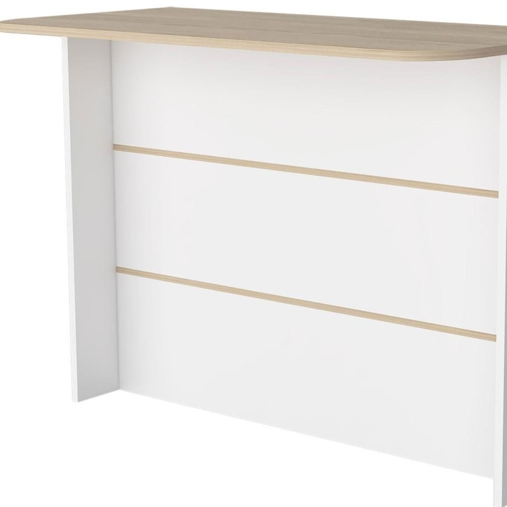 White and Natural 47 Kitchen Island with Storage