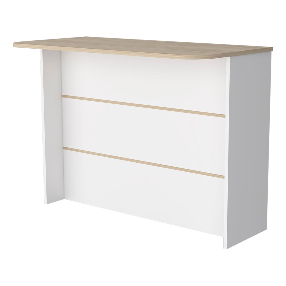 White and Natural 47 Kitchen Island with Storage