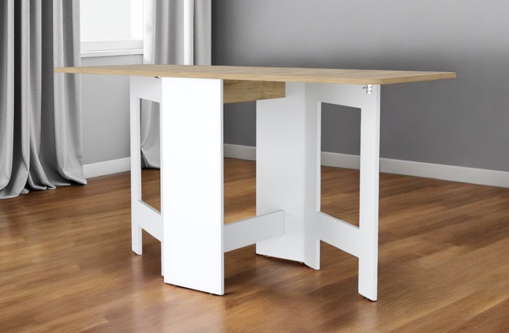 Brown and White Folding Sled Base Dining Table - 24-inch