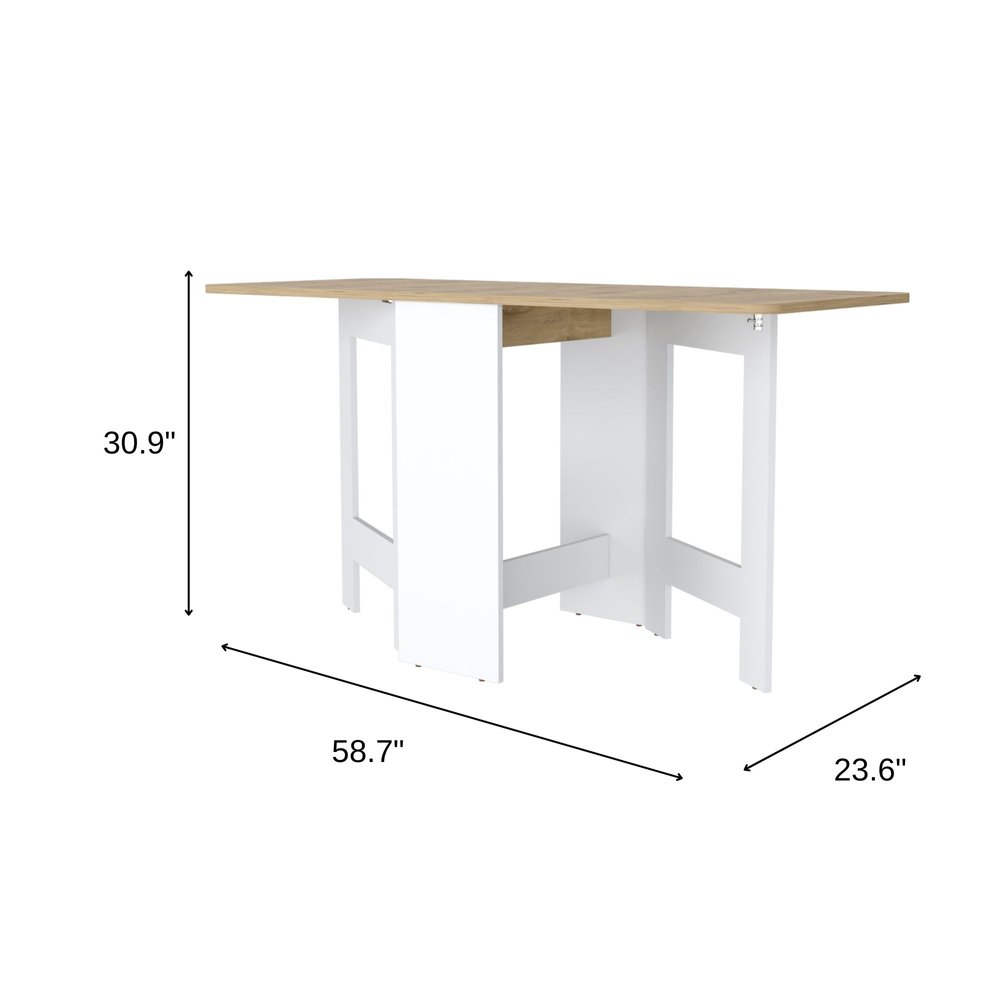 Brown and White Folding Sled Base Dining Table - 24-inch