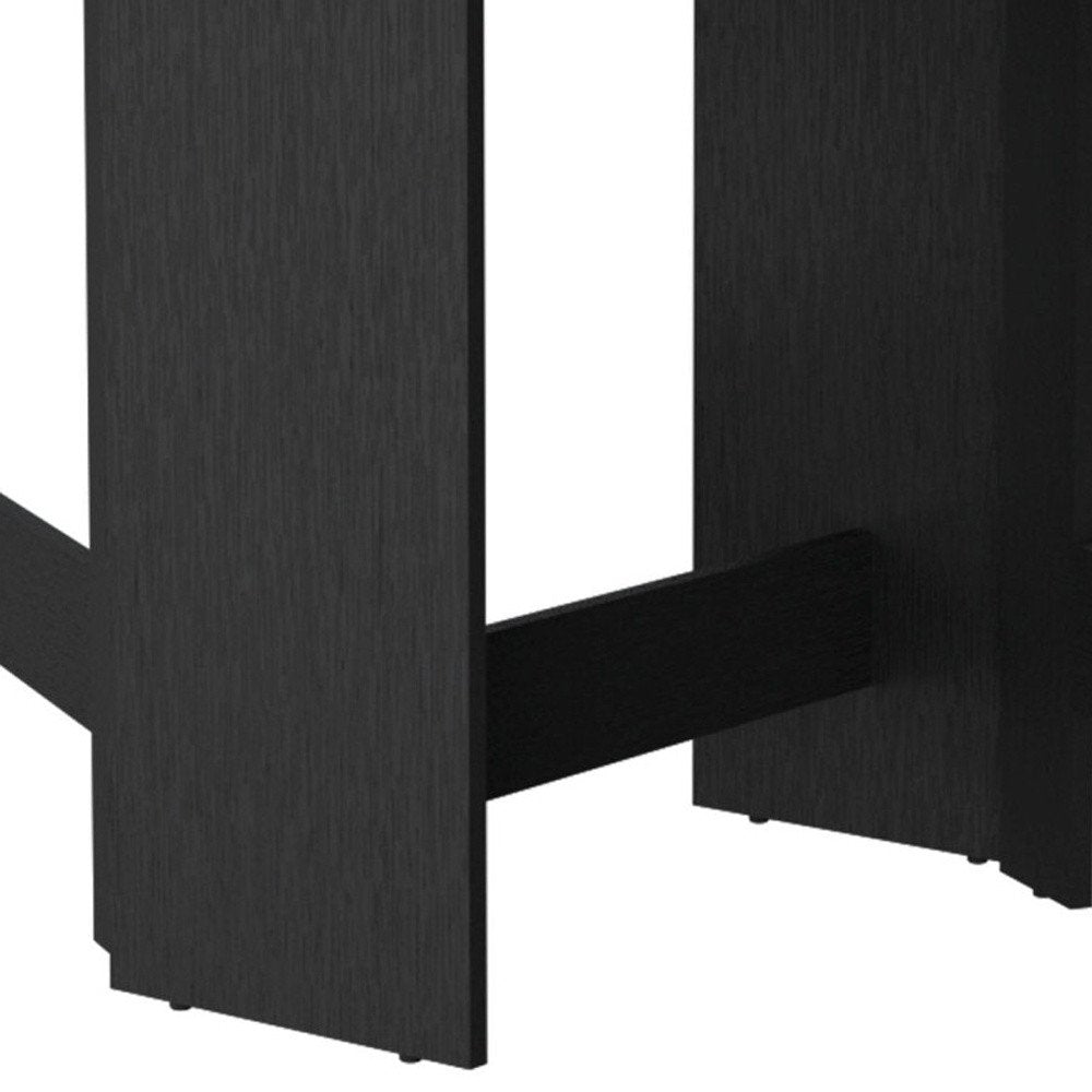 Wood Brown and Black Drop Leaf Trestle Base Dining Table - 24-inch